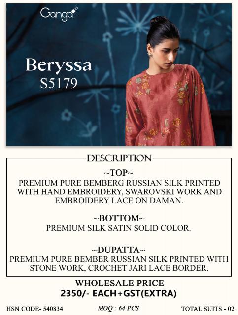 Ganga beryssa 5179 dress material wholesale price